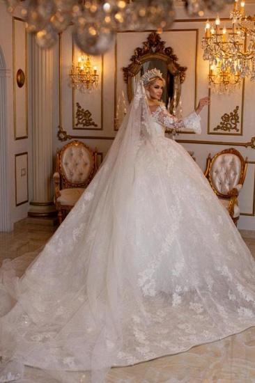 Bmbridal Long Sleeves Ball Gown Wedding Dress Lace Online_3