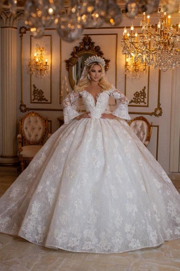 Bmbridal Long Sleeves Ball Gown Wedding Dress Lace Online_1