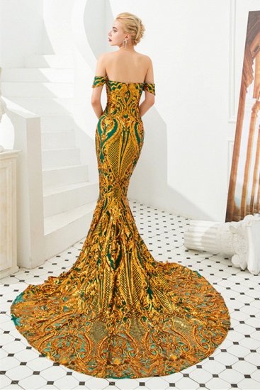 Bmbridal Off-the-Shoulder-Gold-Abschlussballkleid Mermaid Long_5