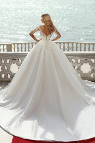 Bmbridal Long Sleeves Wedding Dress Ball Gown With Appliques_3