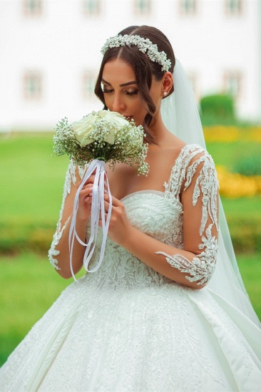 Bmbidal Long Sleeves Lace Wedding Dress Princess Square Online_4