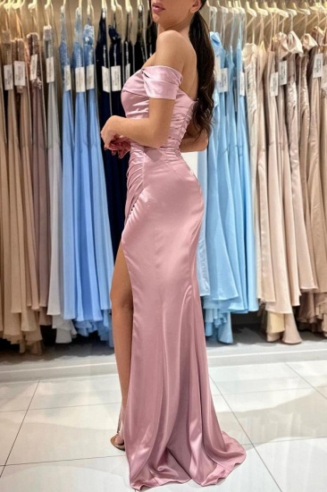 Bmbridal Off-the-Shoulder-Rosa-Abschlussball-Kleid Meerjungfrau lang mit Schlitz_5