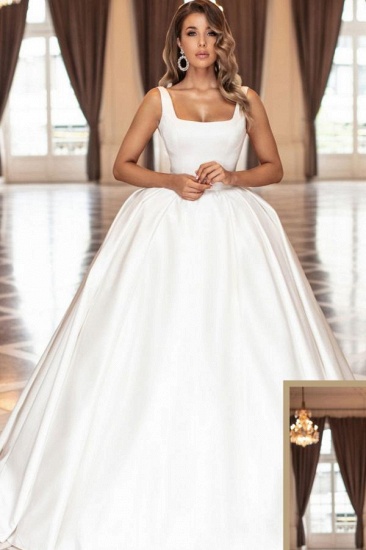 Bmbridal Square Straps Sleeveless Ball Gown Wedding Dress Online_2