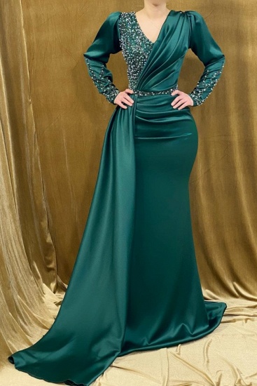 Bmbridal Jade Long Sleeves Prom Dress Meerjungfrau V-Ausschnitt mit Perlen_2