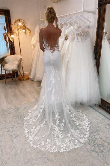Bmbridal Sleeveless Mermaid Lace Wedding Dress Long Online_4