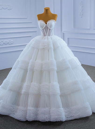 Bmbridal Sweetheart Tulle Ball Gown Wedding Dress Sleeveless_2