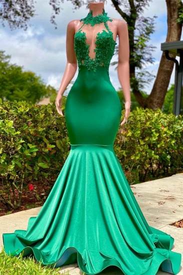 Bmbridal Emerald Green Prom Dress Mermaid High Neck Sleeveless_2