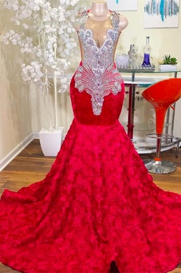 Bmbridal Red Prom Dress Mermaid Sleeveless With Beads_2