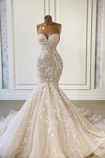 Bmbridal Champagne Sweetheart Wedding Dress Mermaid Lace Online