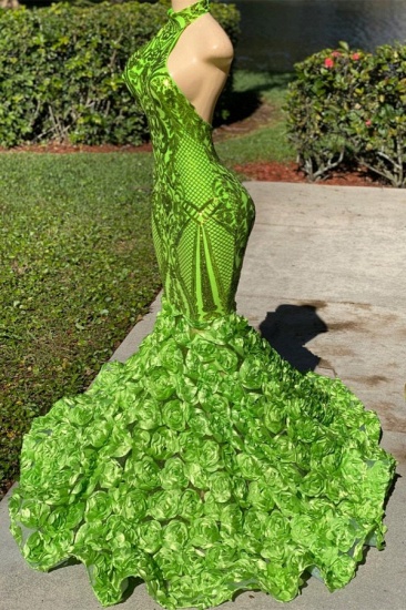Bmbridal Green High Neck Prom Dress Sleeveless Sequins Mermaid Flowers Bottom_3