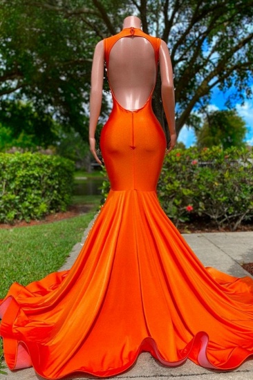 Bmbridal Orange Langarm Ballkleid Meerjungfrau mit Perlen_5