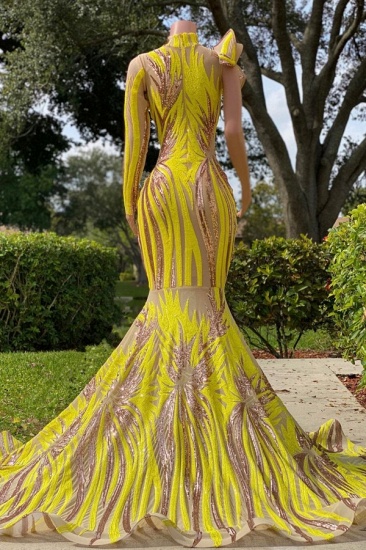 Bmbridal Yellow Long Sleeves Prom Dress Mermaid Sequins Online_3
