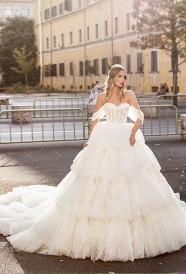 Bmbridal Off-the-Shoulder Wedding Dress Tulle Layered On Sale