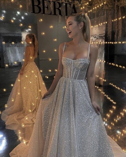 Bmbridal Spaghetti-Straps Sleeveless Wedding Dress Sequins Long