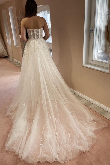 Bmbridal Sweetheart Pearls Wedding Dress Tulle Long On Sale_5