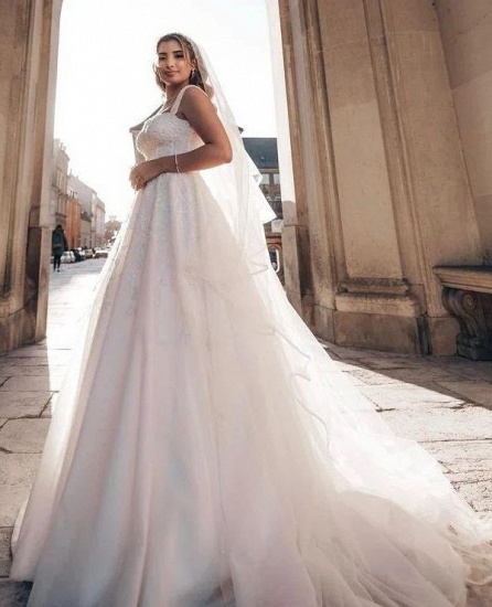 Bmbridal Off-the-Shoulder White Wedding Dress Princess Zipper Back_1