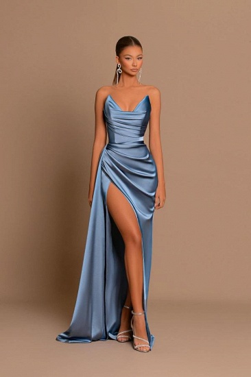 Bmbridal Dusty Blue Sweetheart Prom Dress Mermaid Long With Split_4