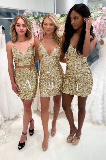 Bmbridal Sequins Gold Short Homecoming Dress Online_2
