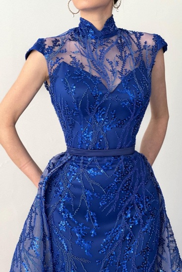 Bmbridal Royal Blue Mermaid Evening Dress Lace With Overskirt_4