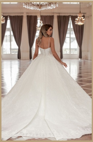 Bmbridal Sleeveless Ball Gown Wedding Dress Spaghetti-Straps Lace_3