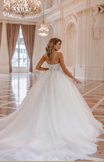 Bmbridal Spaghetti-Straps Sleeveless Wedding Dress Lace Princess V-Neck_3