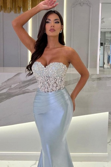 Bmbridal Baby Blue Sweetheart Prom Dress Mermaid Long With Crystals_3