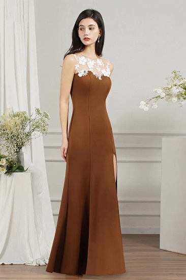 Bmbridal Brown Mermaid Prom Dress Slit Long With Appliques_4