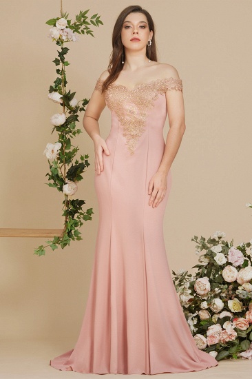 Bmbridal Pink Off-the-Shoulder Prom Dress Mermaid With Lace Appliques
