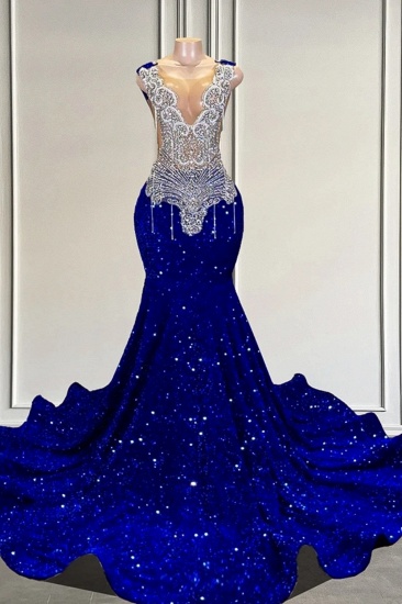 Bmbridal Royal Blue Prom Dress Mermaid Sequins With Crystal
