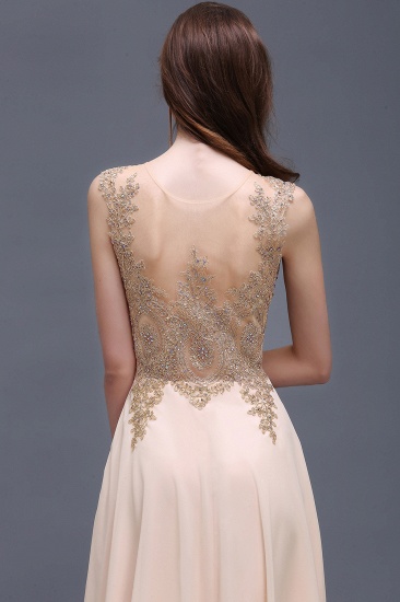 BMbridal Elegant Sheer Lace Applique Chiffon Floor Length Long Evening Dress_7