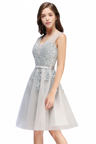 BMbridal A-line Knee-length Tulle Prom Dress with Appliques_7