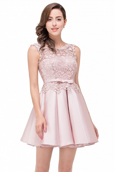 BMbridal A-line Knee-length Satin Homecoming Dress with Lace_5