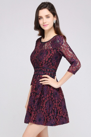 BMbridal Lace Sleeves Jewel Short Evening Dress_3