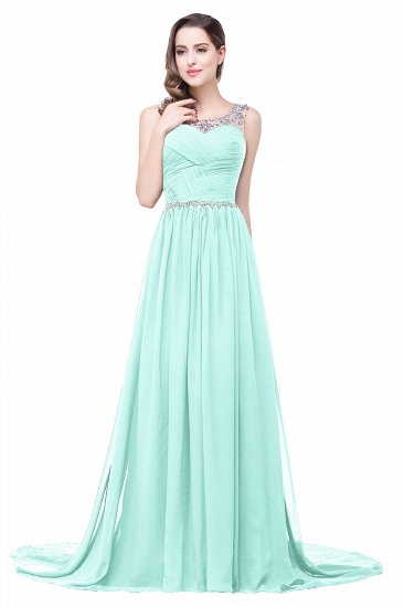 BMbridal A-line Court Train Chiffon Party Dress With Beading_8