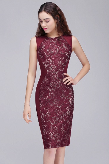 BMbridal Burgungdy Cap Sleeve Lace Mermaid Homecoming Cocktail Party Dress_4