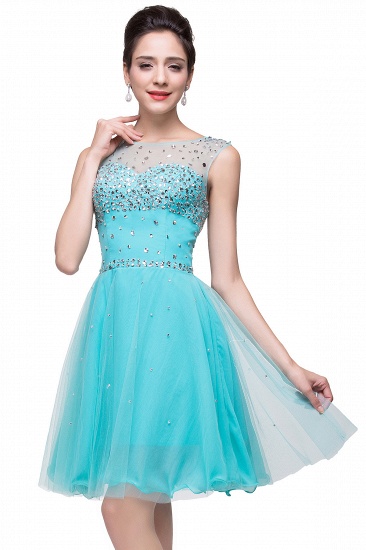 BMbridal Open Back Sleeveless Chiffon Homecoming Dress Crystal Beads Tulle Short Prom Dress_11