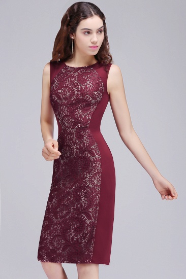 BMbridal Burgungdy Cap Sleeve Lace Mermaid Homecoming Cocktail Party Dress_3