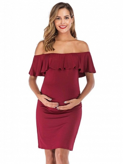 BMbridal Bodycon Off-the-Shoulder Maternity Breastfeeding Dress with Ruffles