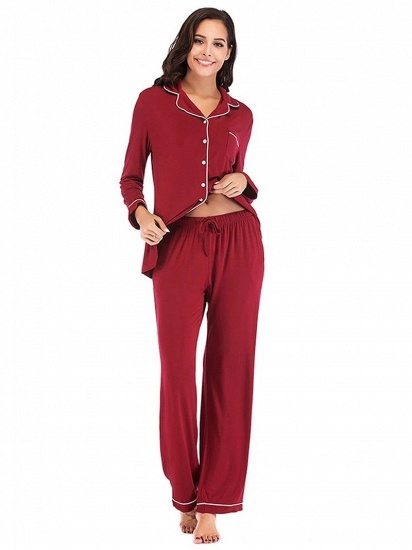 BMbridal Women's Burgundy Long Cosy Home Suit with Long-Sleeves_3