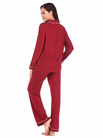 BMbridal Women's Burgundy Long Cosy Home Suit with Long-Sleeves_2