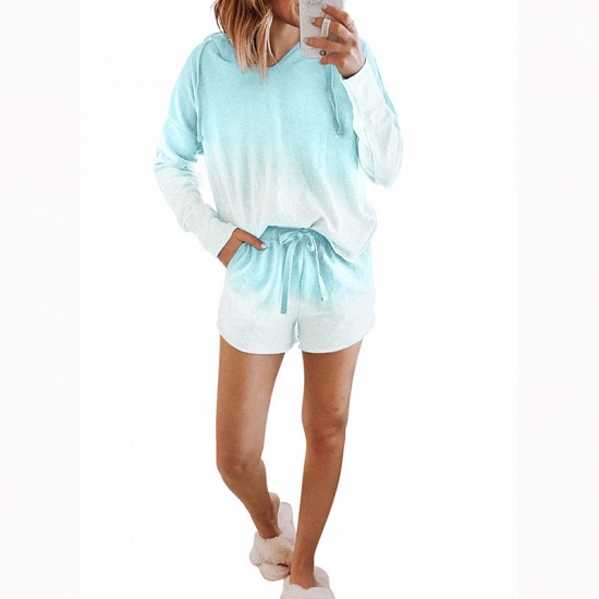 BMbridal Fashion Tie-dyed Pajamas Summer Long-sleeves Round Neck Homewear_4