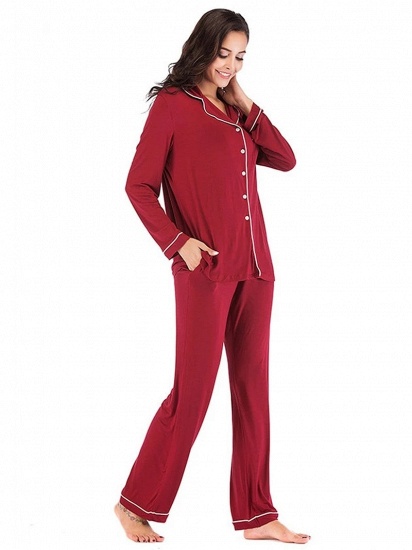 BMbridal Women's Burgundy Long Cosy Home Suit with Long-Sleeves_4