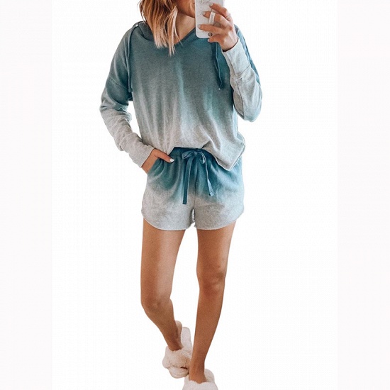 BMbridal Fashion Tie-dyed Pajamas Summer Long-sleeves Round Neck Homewear_3