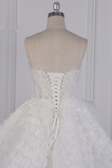 BMbridal Chic Hi-Lo Strapless Tulle Wedding Dress Appliques Sleeveless Bridal Gowns Online_7