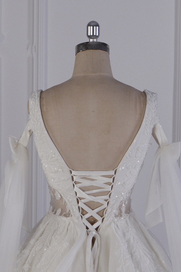 BMbridal Luxus-Hochzeitskleid mit V-Ausschnitt, Tüll, ärmellos, Pailletten, Brautkleider im Angebot_7