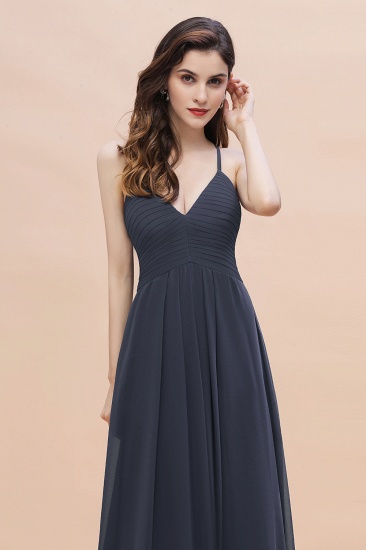 BMbridal Simple Spaghetti Straps Stormy Chiffon Bridesmaid Dress with Ruffles On Sale_8