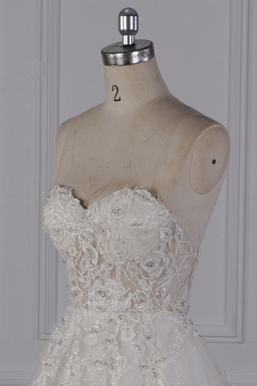 BMbridal Elegantes trägerloses Tüll-Spitze-Hochzeitskleid Schatzapplikationen Pailletten-Brautkleider im Angebot_6