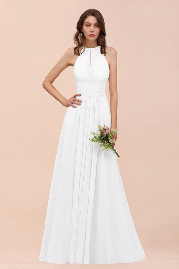 BMbridal Elegant Chiffon Jewel Ruffle Champagne Affordable Bridesmaid Dress Online_1