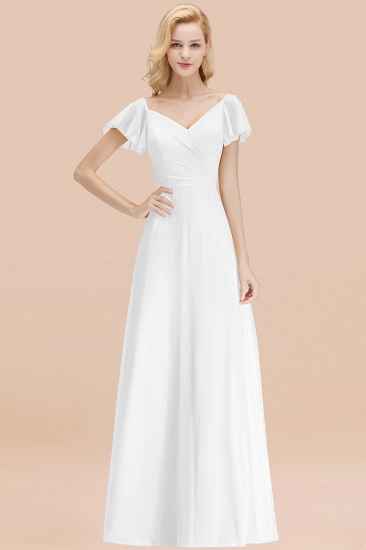 BMbridal Elegent Short-Sleeve Long Bridesmaid Dress Online Yellow Chiffon Wedding Party Dress_1