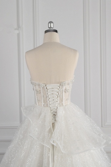 BMbridal Glamorous Ballkleid trägerlose Perlenstickerei Hochzeitskleid mit Paillettenschichten Tüll Brautkleider im Angebot_7